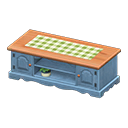 Ranch Lowboard (Blue - Green Gingham) NH Icon.png
