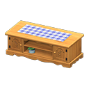 Ranch Lowboard (Natural - Blue Gingham) NH Icon.png