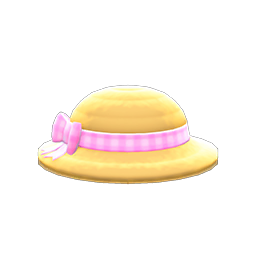 Ribboned Straw Hat (Pink) NH Icon.png