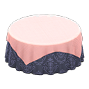 Large Covered Round Table (Pink - Damascus-Pattern Blue) NH Icon.png