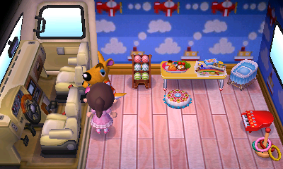 Interior of Carrie's RV in Animal Crossing: New Leaf