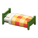 Wooden Simple Bed (Green - Orange) NH Icon.png