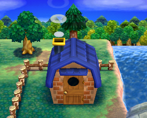 Default exterior of Rasher's house in Animal Crossing: Happy Home Designer