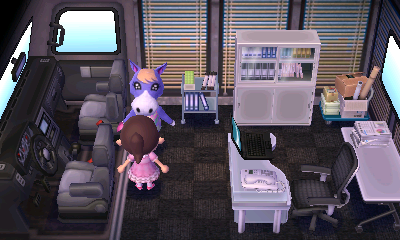 Interior of Cleo's RV in Animal Crossing: New Leaf