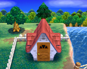 Default exterior of Pinky's house in Animal Crossing: Happy Home Designer