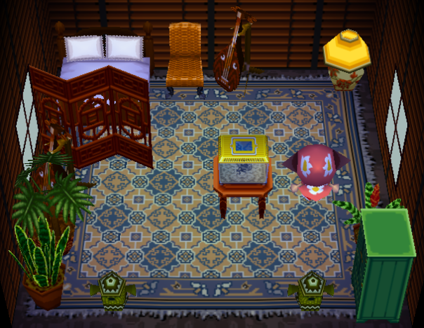 Interior of Cashmere's house in Animal Crossing