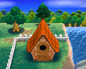 Default exterior of Del's house in Animal Crossing: Happy Home Designer