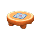 Log Round Table (Orange Wood - Quilted) NH Icon.png