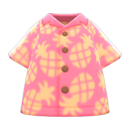 鳳梨圖案夏威夷襯衫 (粉紅色)