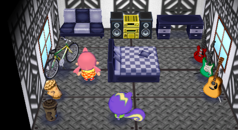Interior of Static's house in Animal Crossing: City Folk