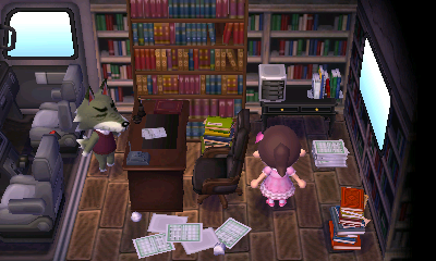 Interior of Dobie's RV in Animal Crossing: New Leaf