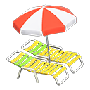 Beach Chairs with Parasol (Yellow - Red & White) NH Icon.png