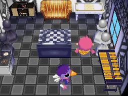 Interior of Queenie's house in Animal Crossing: Wild World