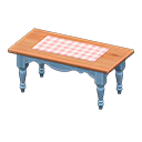 Ranch Tea Table (Blue - Pink Gingham) NH Icon.png