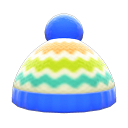 Colorful Striped Knit Cap (Blue) NH Icon.png