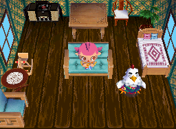 Interior of Goose's house in Animal Crossing: Wild World