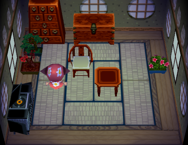 Interior of Yodel's house in Animal Crossing