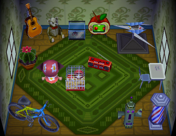 Interior of Pudge's house in Animal Crossing