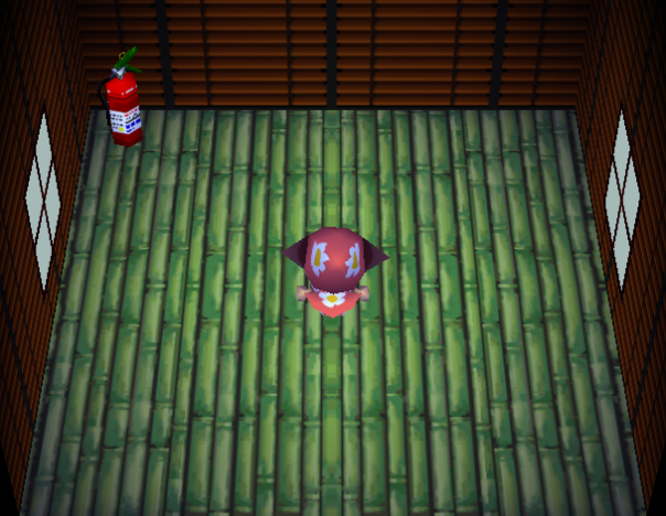Interior of Boomer's house in Animal Crossing