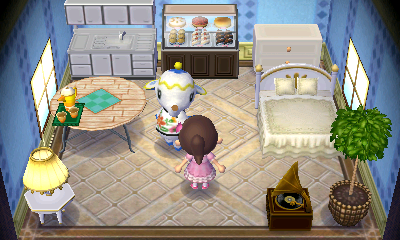 Interior of Tia's house in Animal Crossing: New Leaf