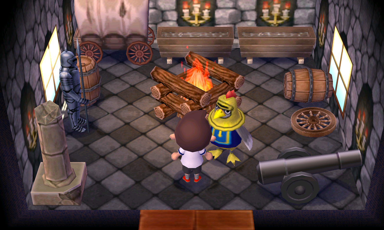 Interior of Knox's house in Animal Crossing: New Leaf