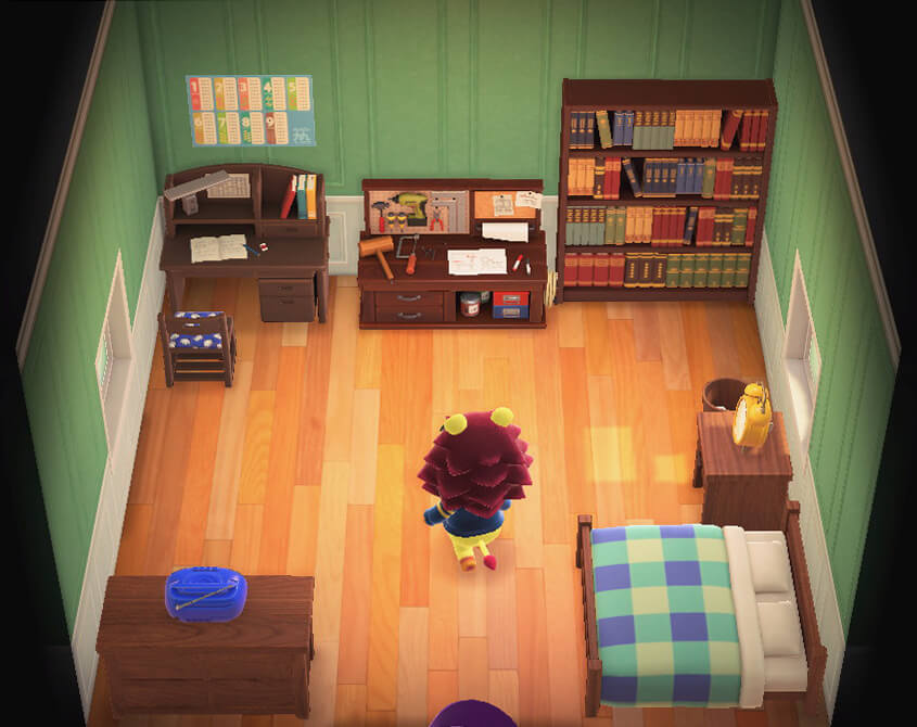 Interior of Mott's house in Animal Crossing: New Horizons