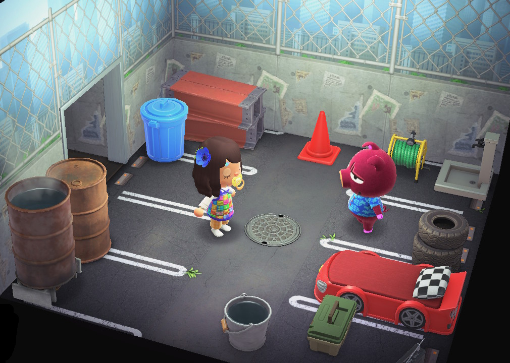 Interior of Rasher's house in Animal Crossing: New Horizons