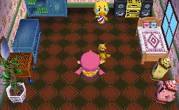 Interior of Twiggy's house in Animal Crossing: Wild World