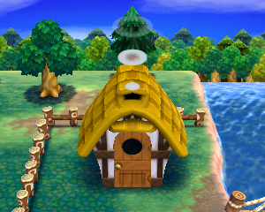 Default exterior of Redd's house in Animal Crossing: Happy Home Designer