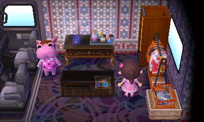 Interior of Bitty's RV in Animal Crossing: New Leaf