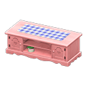 Ranch Lowboard (Pink - Blue Gingham) NH Icon.png