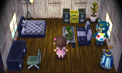 Interior of Groucho's house in Animal Crossing: New Leaf