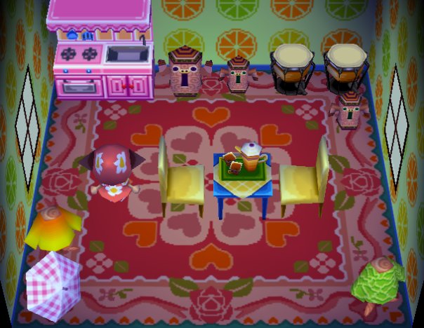 Interior of Truffles's house in Animal Crossing
