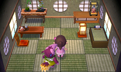 Interior of Snooty (villager)'s house in Animal Crossing: New Leaf