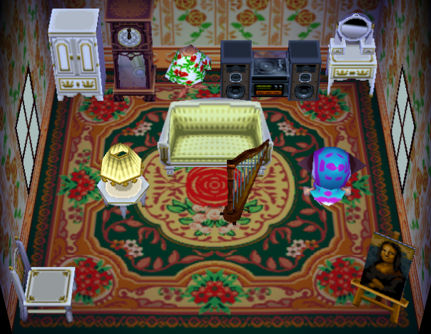 Interior of Sue E's house in Animal Crossing
