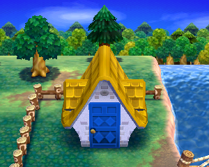 Default exterior of Booker's house in Animal Crossing: Happy Home Designer