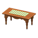 Ranch Tea Table (Dark Brown - Green Gingham) NH Icon.png
