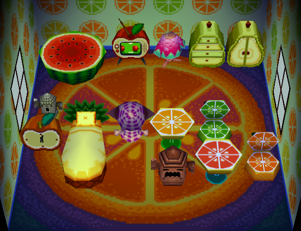 Interior of Tangy's house in Animal Crossing