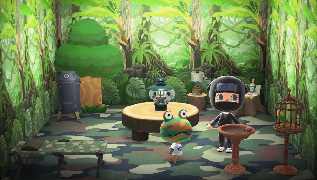 Interior of Camofrog's house in Animal Crossing: New Horizons