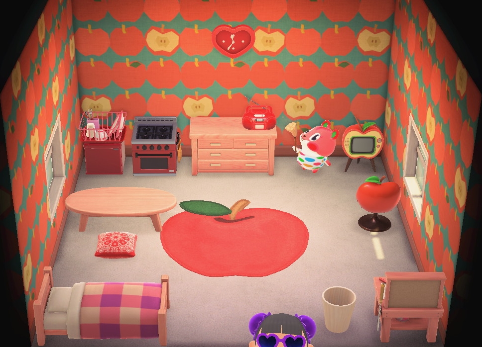 Interior of Apple's house in Animal Crossing: New Horizons