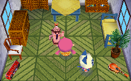 Interior of Mitzi's house in Animal Crossing: Wild World