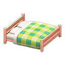 Wooden Double Bed (Pink Wood - Green) NH Icon.png