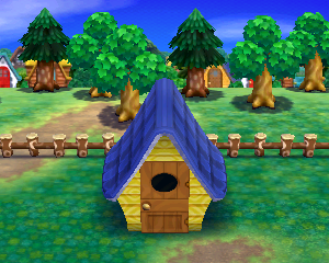 Default exterior of Felyne's house in Animal Crossing: Happy Home Designer