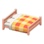 Wooden Double Bed (Pink Wood - Orange)
