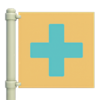 Cyan & Yellow Flag (Hospital) HHP Icon.png