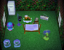 Nate's house interior in Animal Crossing