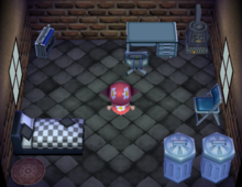 Penny's house interior in Animal Crossing