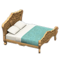 Elegant Bed (Light Brown - Blue Roses) NH Icon.png