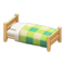 Wooden Simple Bed (Light Wood - Green) NH Icon.png