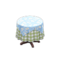 Small Covered Round Table (Light Blue - Green Gingham) NH Icon.png